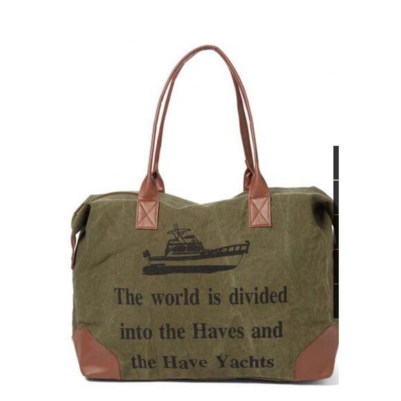 Raj Other - NEW RAJ Canvas Duffle Overnight Bag "Have and Have Yachts" Olive Green Military
